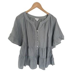 J Jill light blue oversized button down blouse size S